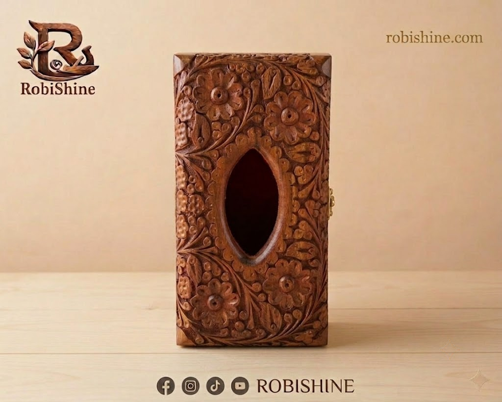 Wooden Tissue Box | Hand-Carved Rosewood Tissue Holder