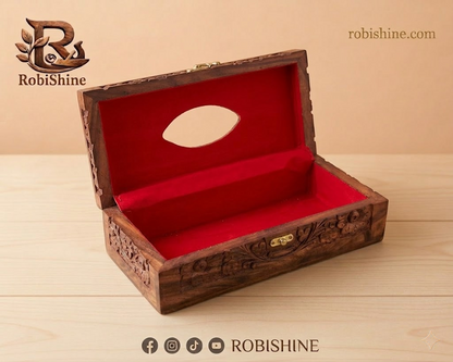 Wooden Tissue Box | Hand-Carved Rosewood Tissue Holder