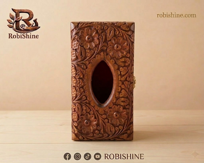 Wooden Tissue Box | Hand-Carved Rosewood Tissue Holder