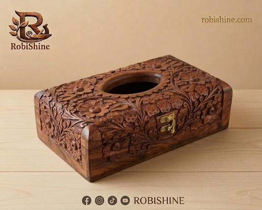 Wooden Tissue Box | Hand-Carved Rosewood Tissue Holder